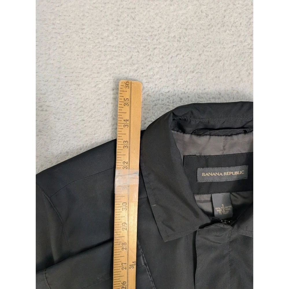 Banana Republic‎ Men's Sm Black Coat Water Resistant Trench Coat Full Zip Snap